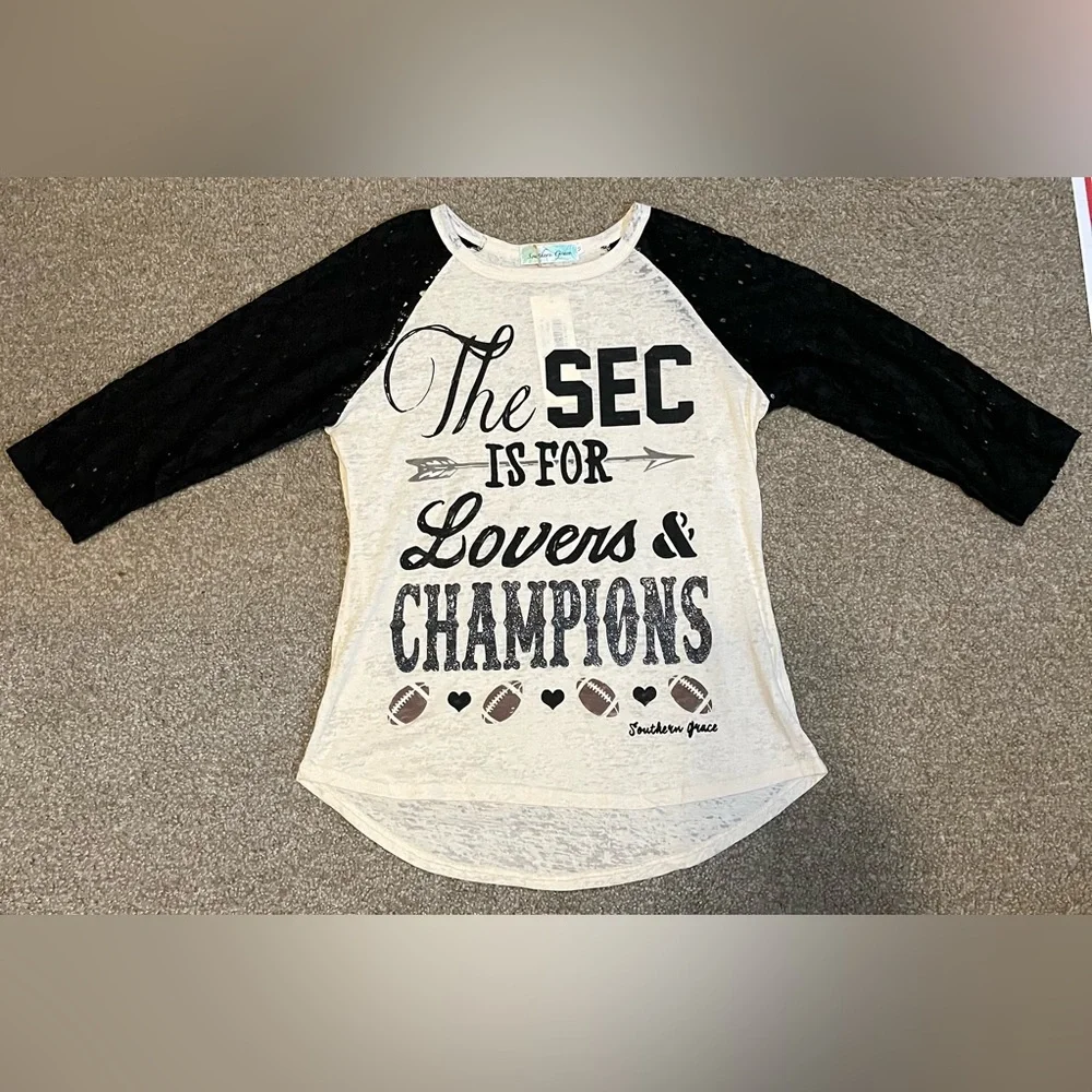 Southern Grace SEC is for Lovers & Champions Graphic Raglan Tee size M - Picture 6 of 15